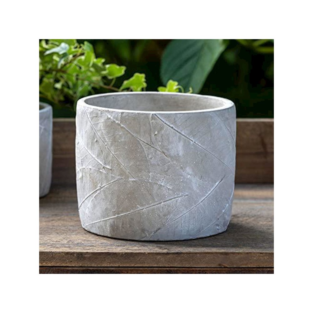 Leaf Embossed Cement Pot, Large