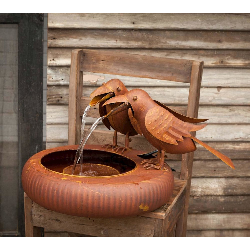 Folk Art Crows Fountain