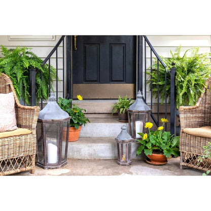 Wood & Galvanized Metal Lantern Medium