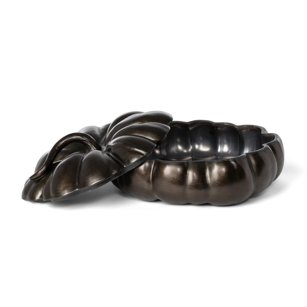 Bronze Lidded Ceramic Pumpkin Bowl, Large