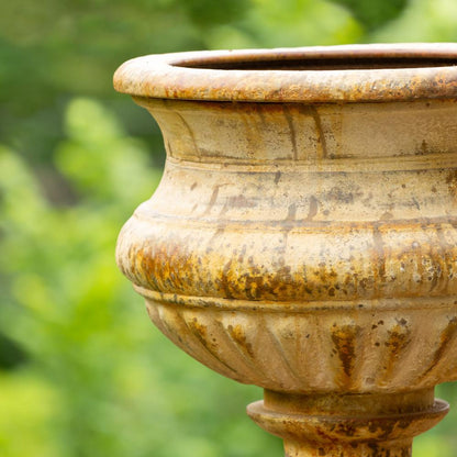 Large Metal Portico Urn w/ Tall Pedestal