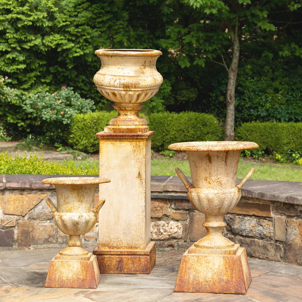 Fluted Metal Urn w/ Pedestal, Large