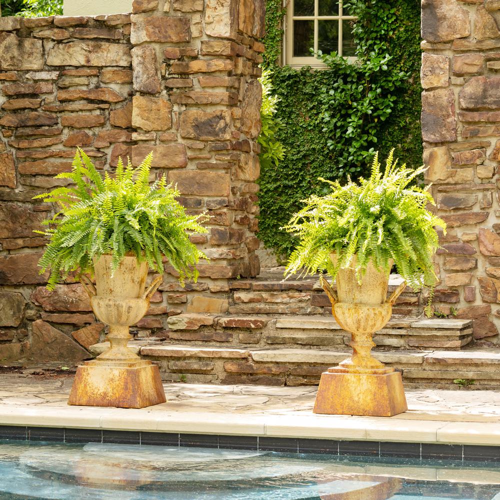 Fluted Metal Urn w/ Pedestal, Large