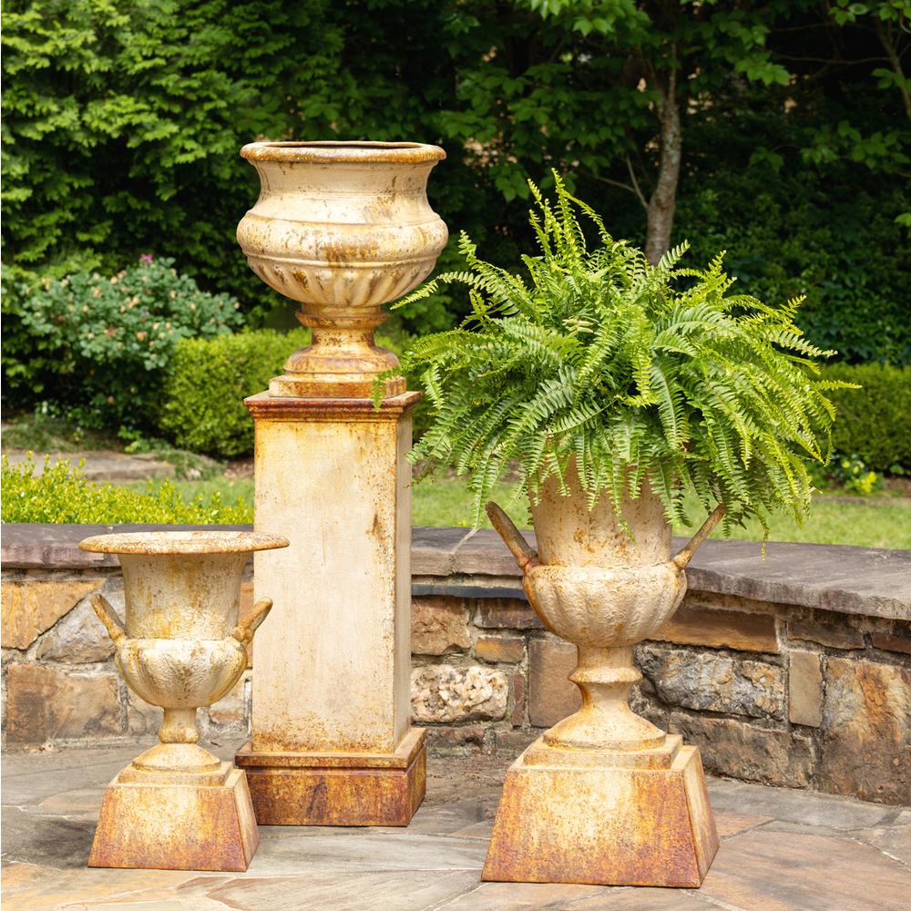 Fluted Metal Urn w/ Pedestal, Large