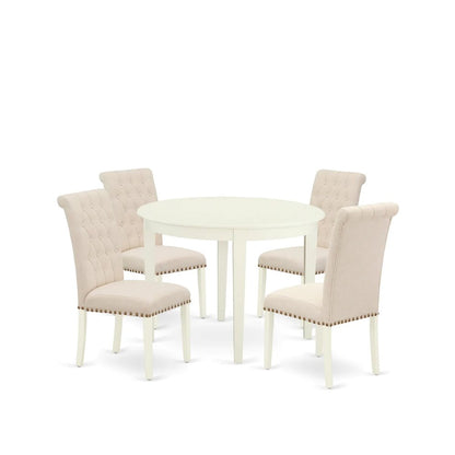 Dining Room Set Linen White, BOBR5-WHI-02