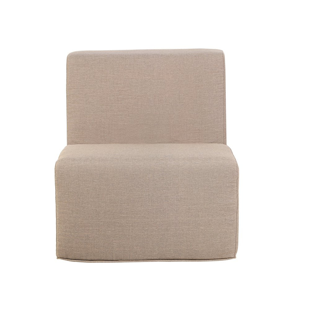 Brown Compressed Foam Armless Sectional Sofa Chair