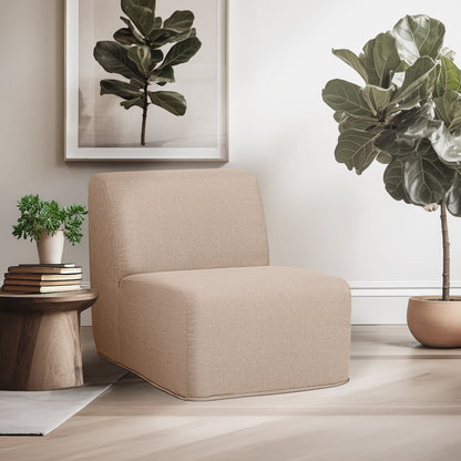 Brown Compressed Foam Armless Sectional Sofa Chair