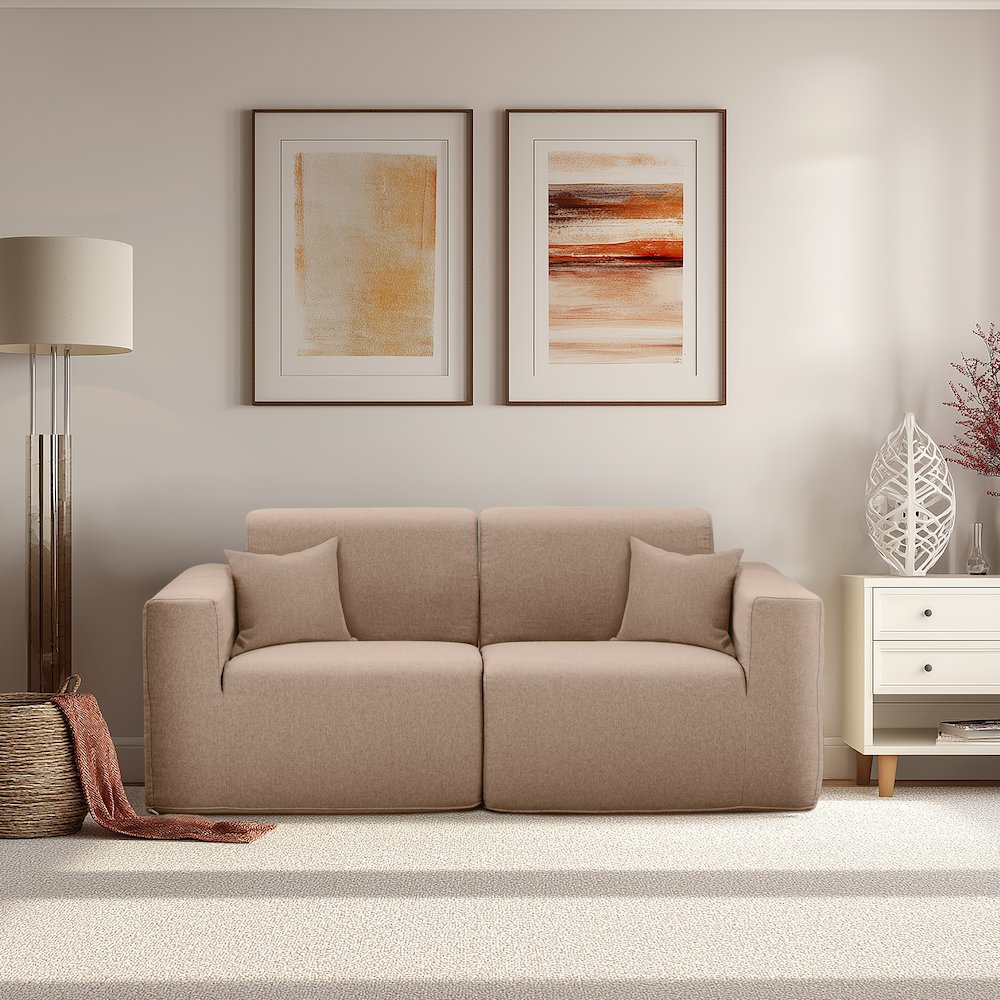2 Place Seating  Brown Compressed Foam Sectional Sofa