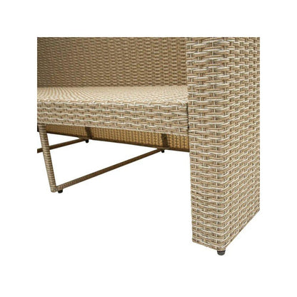 Outdoor Wicker Patio Sofa with Canopy & Ottoman Set
