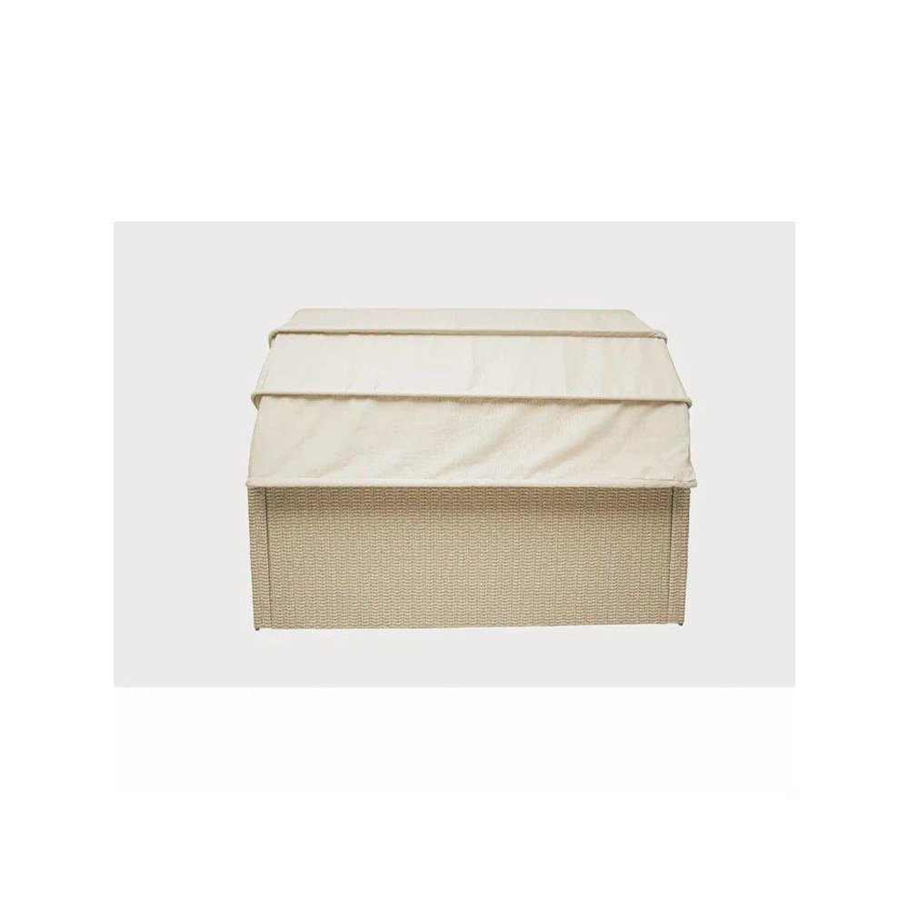 Outdoor Wicker Patio Sofa with Canopy & Ottoman Set