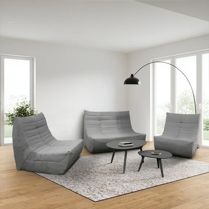 5 Piece Gray Compressed Foam Loveseat Sofa Chairs and Table Set