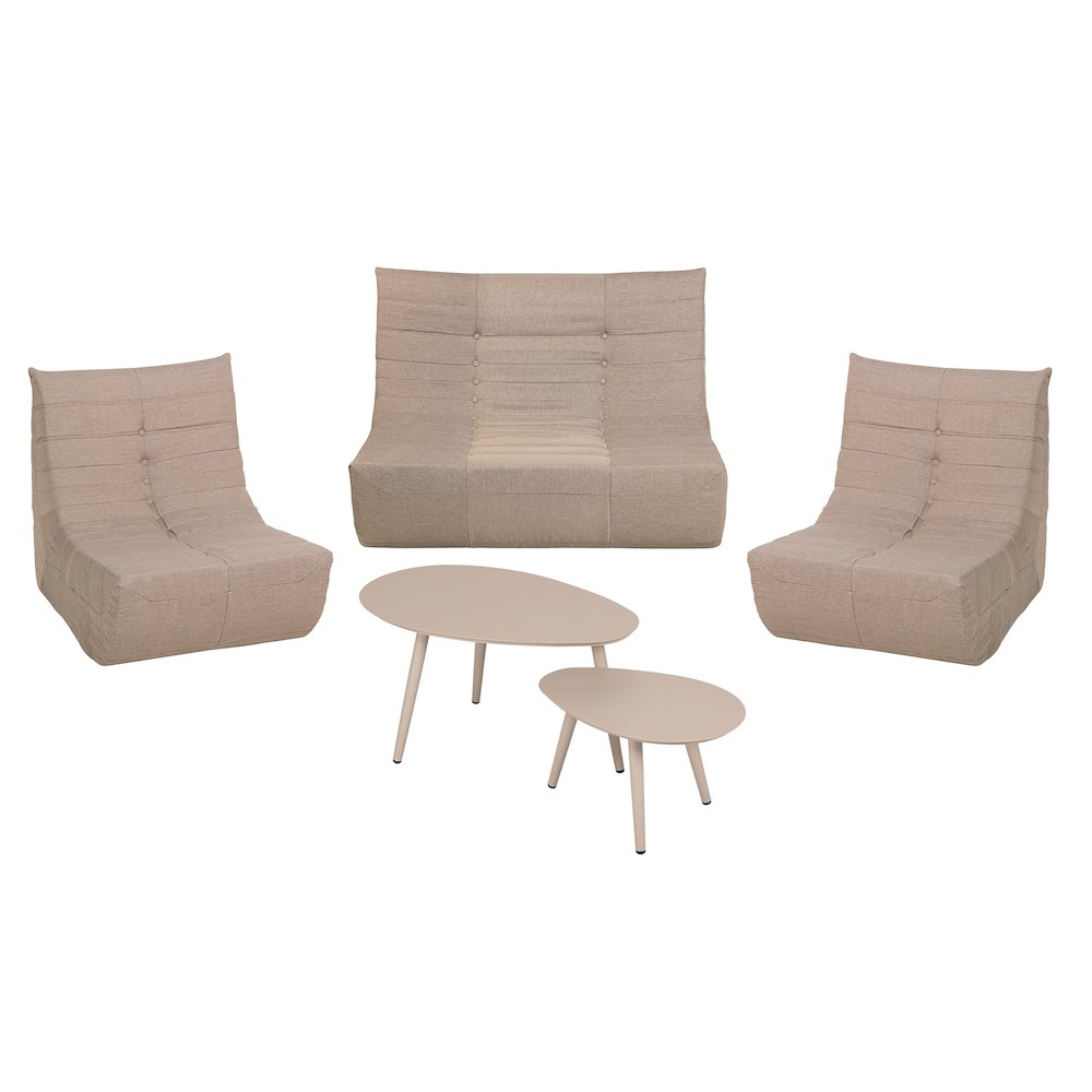 5 Piece Brown Compressed Foam Loveseat Sofa Chairs and Table Set