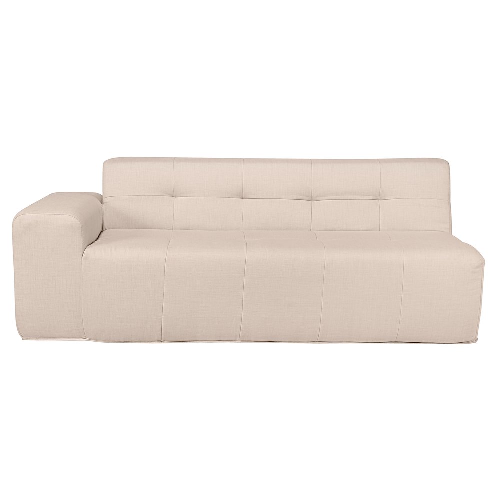 3 Piece Beige Compressed Foam Sectional Sofa Lounger and Table Set