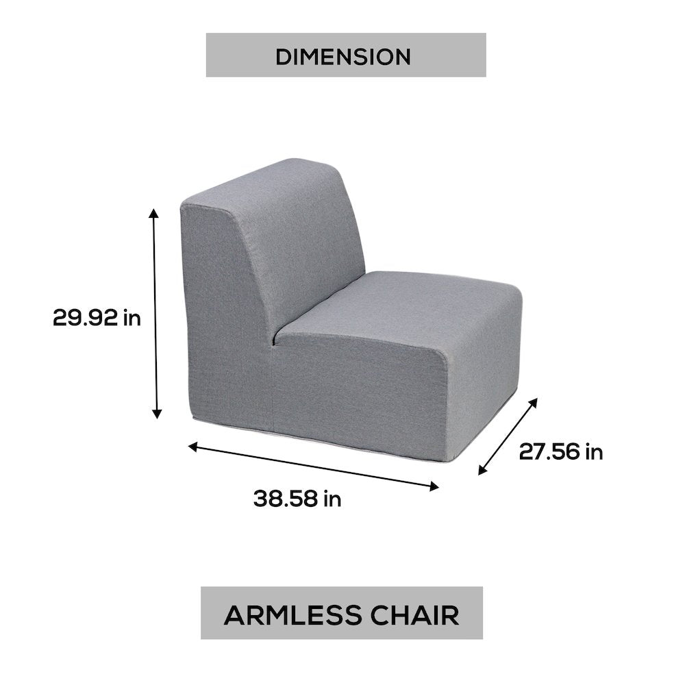 Gray Outdoor Compressed Foam Armless Sectional Sofa Chair