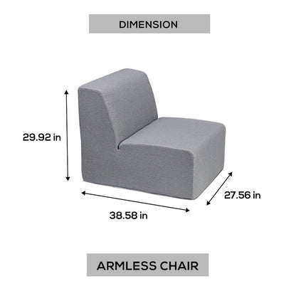 Gray Outdoor Compressed Foam Armless Sectional Sofa Chair