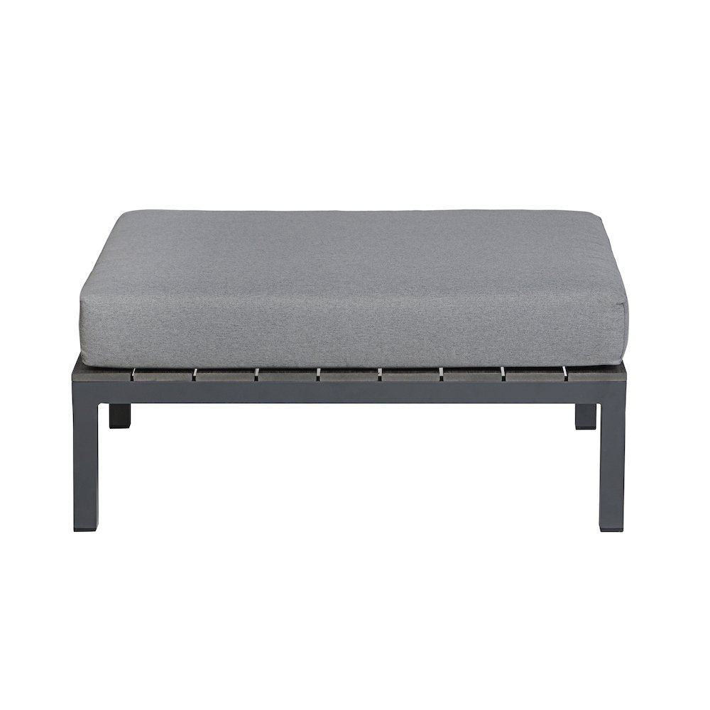 4 Place Seating Gray Outdoor Compressed Foam Sectional Sofas and Ottoman Set