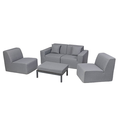 4 Place Seating Gray Outdoor Compressed Foam Sectional Sofas and Ottoman Set
