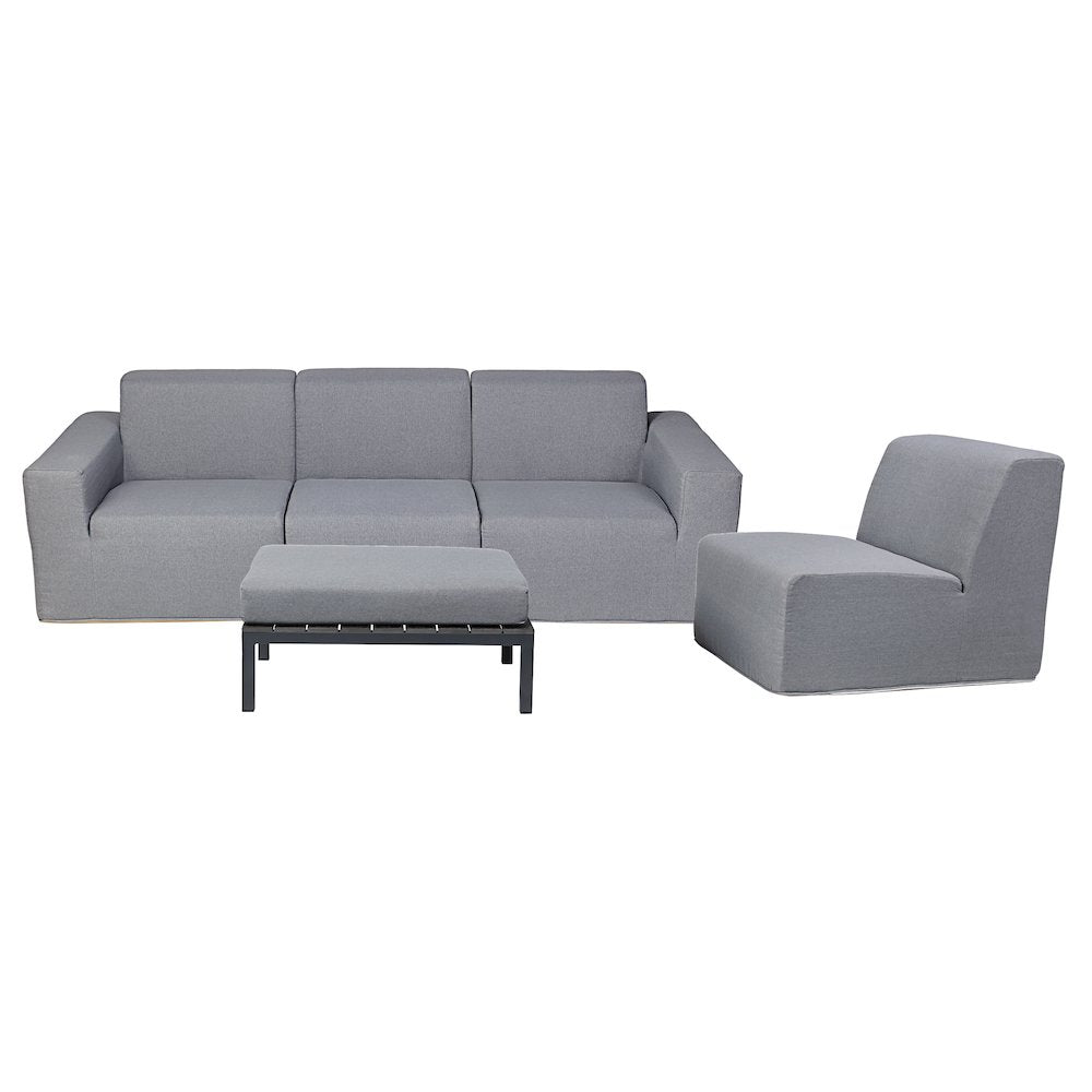 4 Place Seating Gray Outdoor Compressed Foam Sectional Sofas and Ottoman Set
