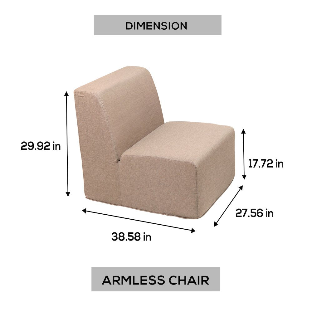 Brown Outdoor Compressed Foam Armless Sectional Sofa Chair