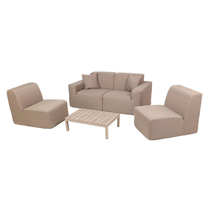 4 Place Seating Brown Outdoor Compressed Foam Sectional Sofas and Ottoman Set