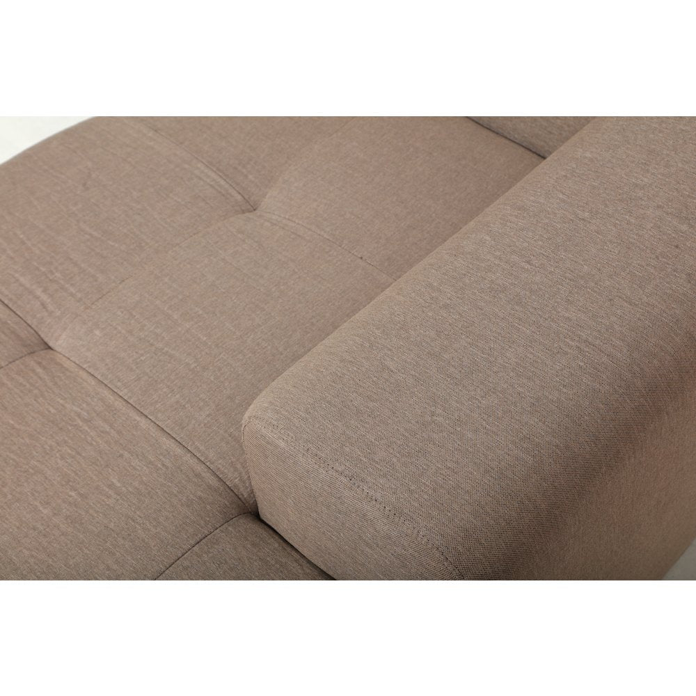 4 Piece Brown Outdoor Compressed Foam Sectional Sofa Lounger and Table Set