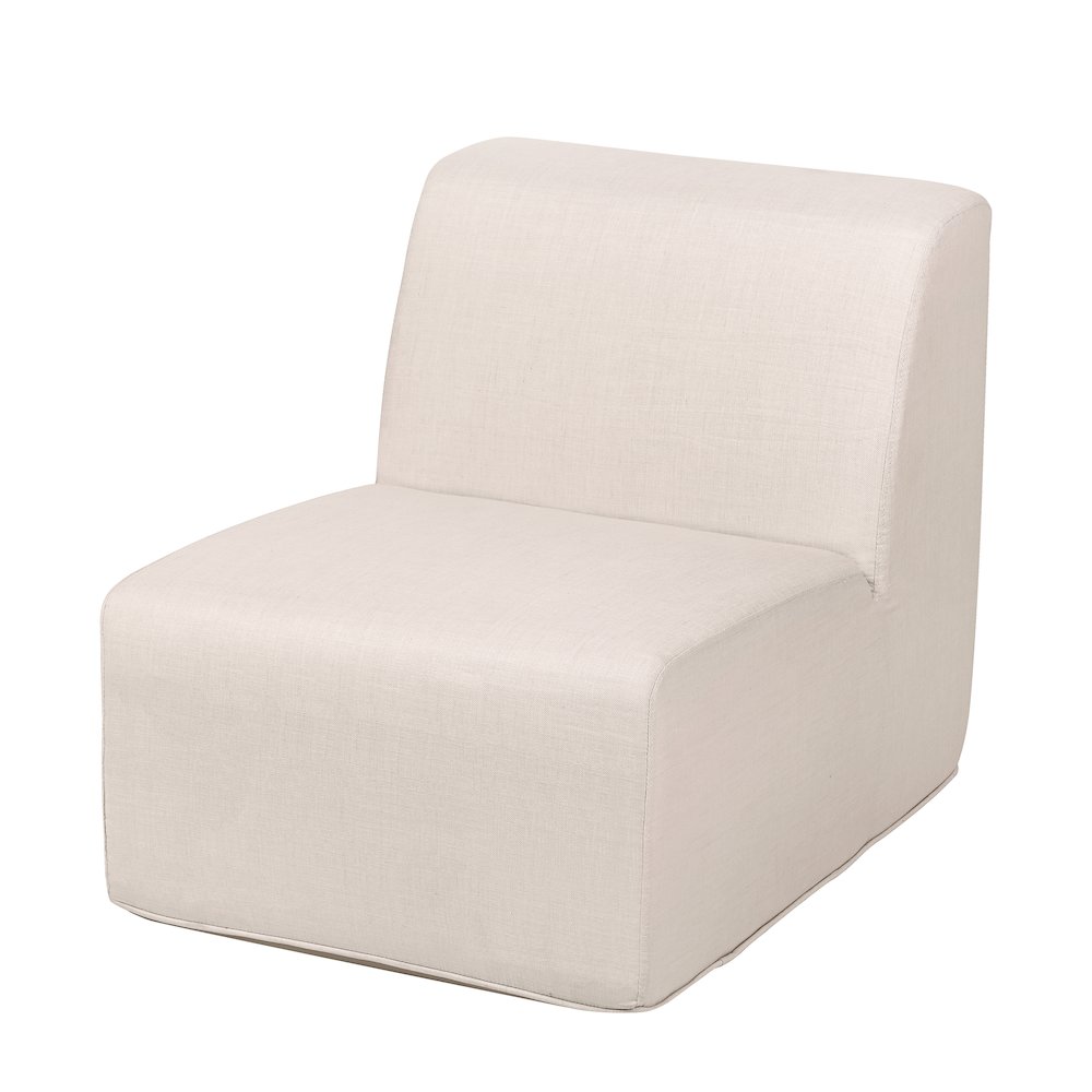 4 Place Seating Beige Outdoor Compressed Foam Sectional Sofas and Ottoman Set