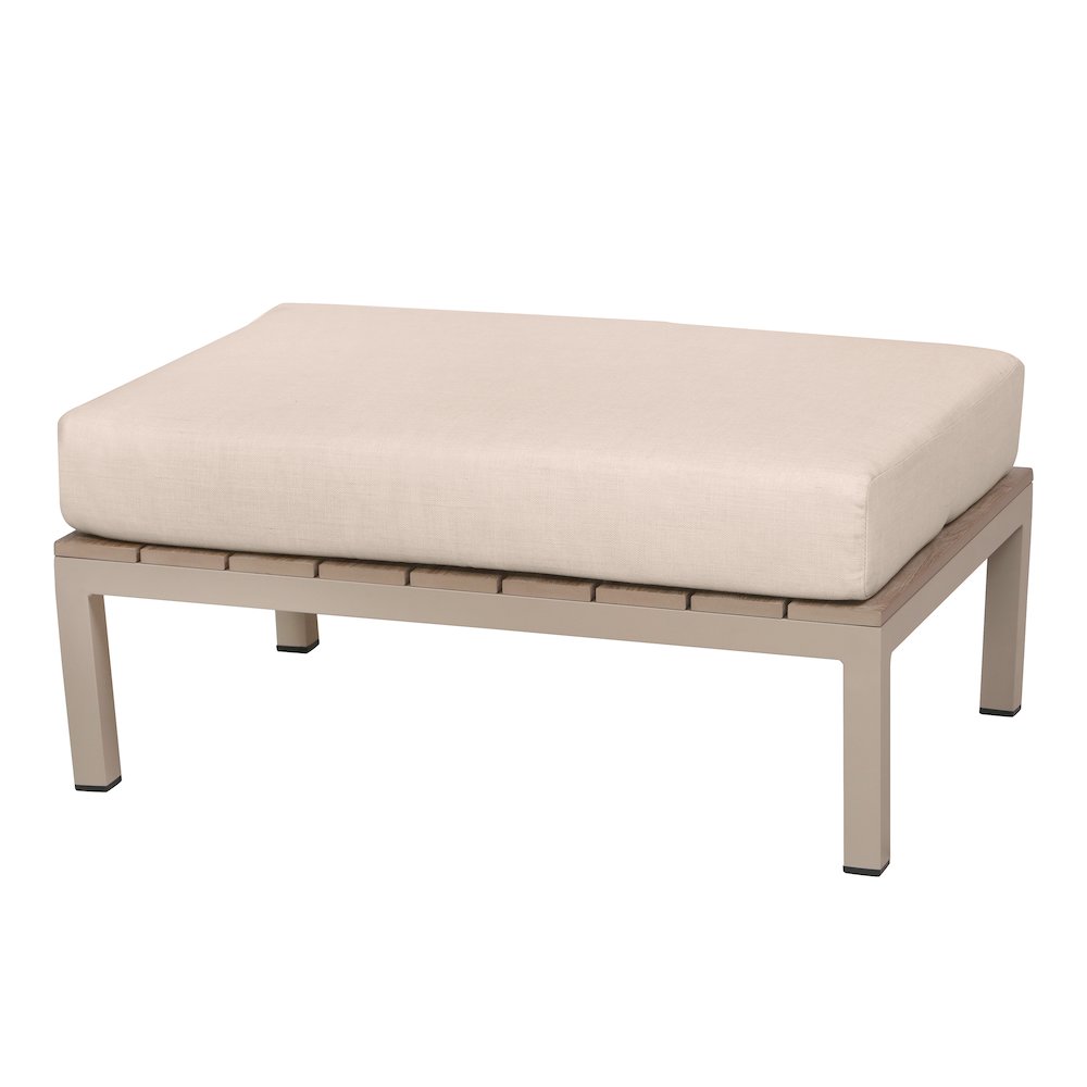 4 Place Seating Beige Outdoor Compressed Foam Sectional Sofas and Ottoman Set