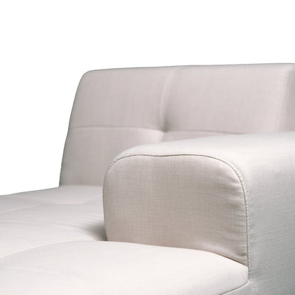4 Piece Beige Outdoor Compressed Foam Sectional Sofa Lounger and Table Set
