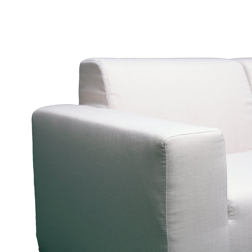 4 Piece Beige Outdoor Compressed Foam Sectional Sofa Lounger and Table Set