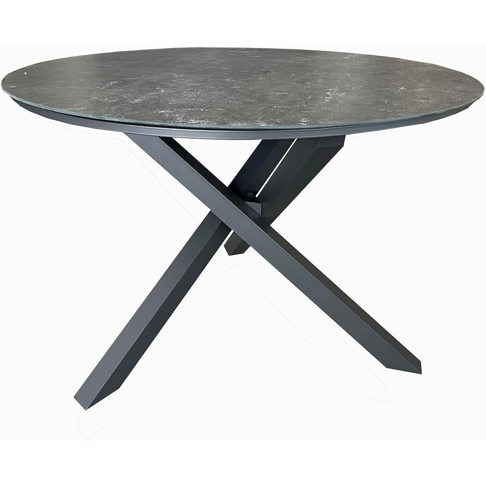 4 Place Grey Outdoor Aluminum Round Patio Dining Table and Stackable Chairs Set