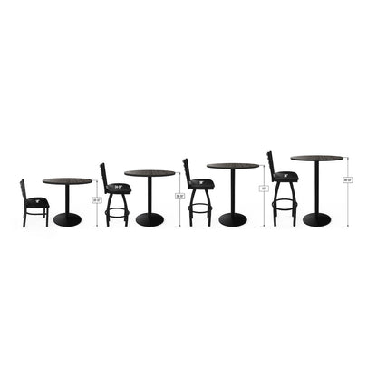 Utah Mammoth 42" Tall - 36" Indoor/Outdoor Black Steel Top Lighted Pub Table