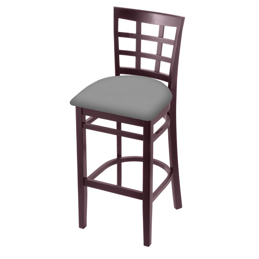 3130 30" Bar Stool with Dark Cherry Finish and Canter Folkstone Grey Seat