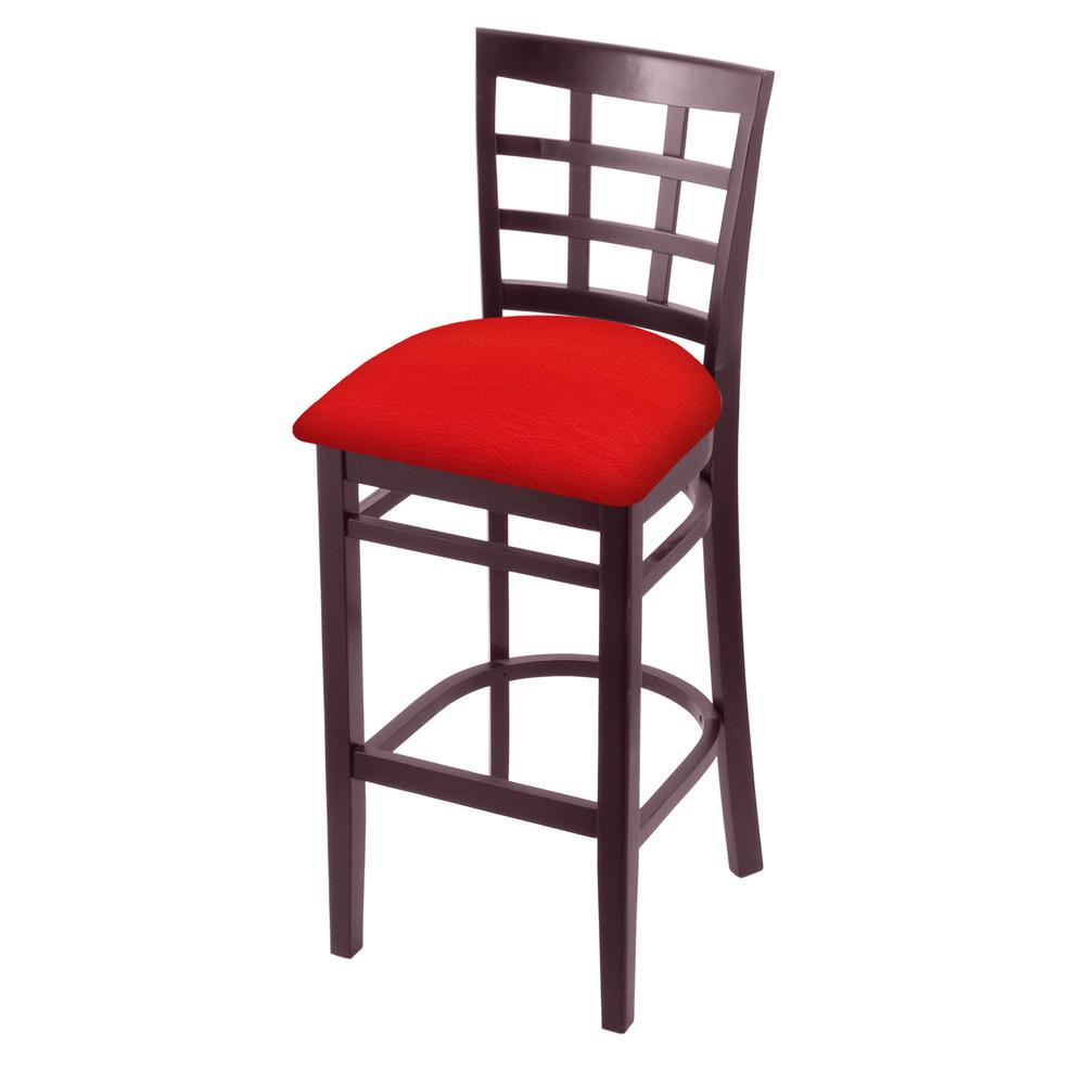 3130 30" Bar Stool with Dark Cherry Finish and Canter Red Seat