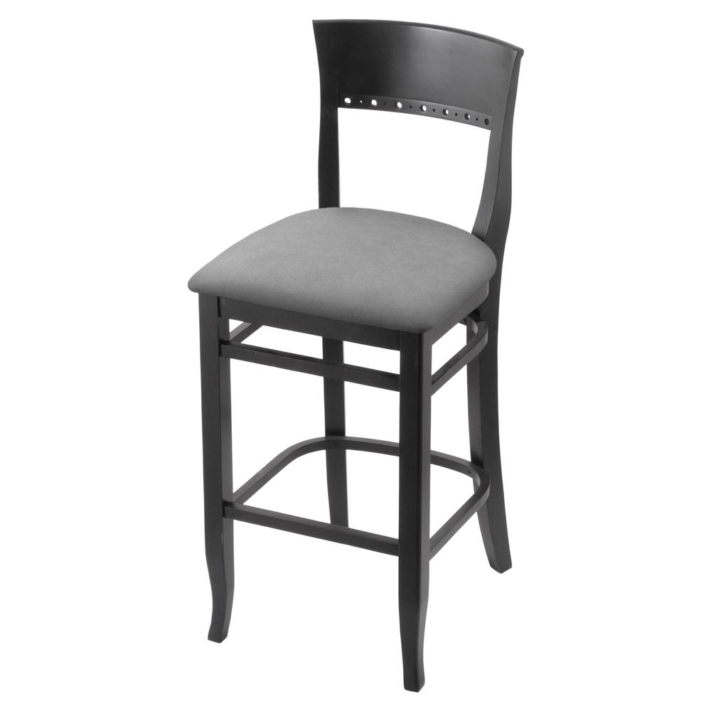 3160 30" Bar Stool with Black Finish and Canter Folkstone Grey Seat