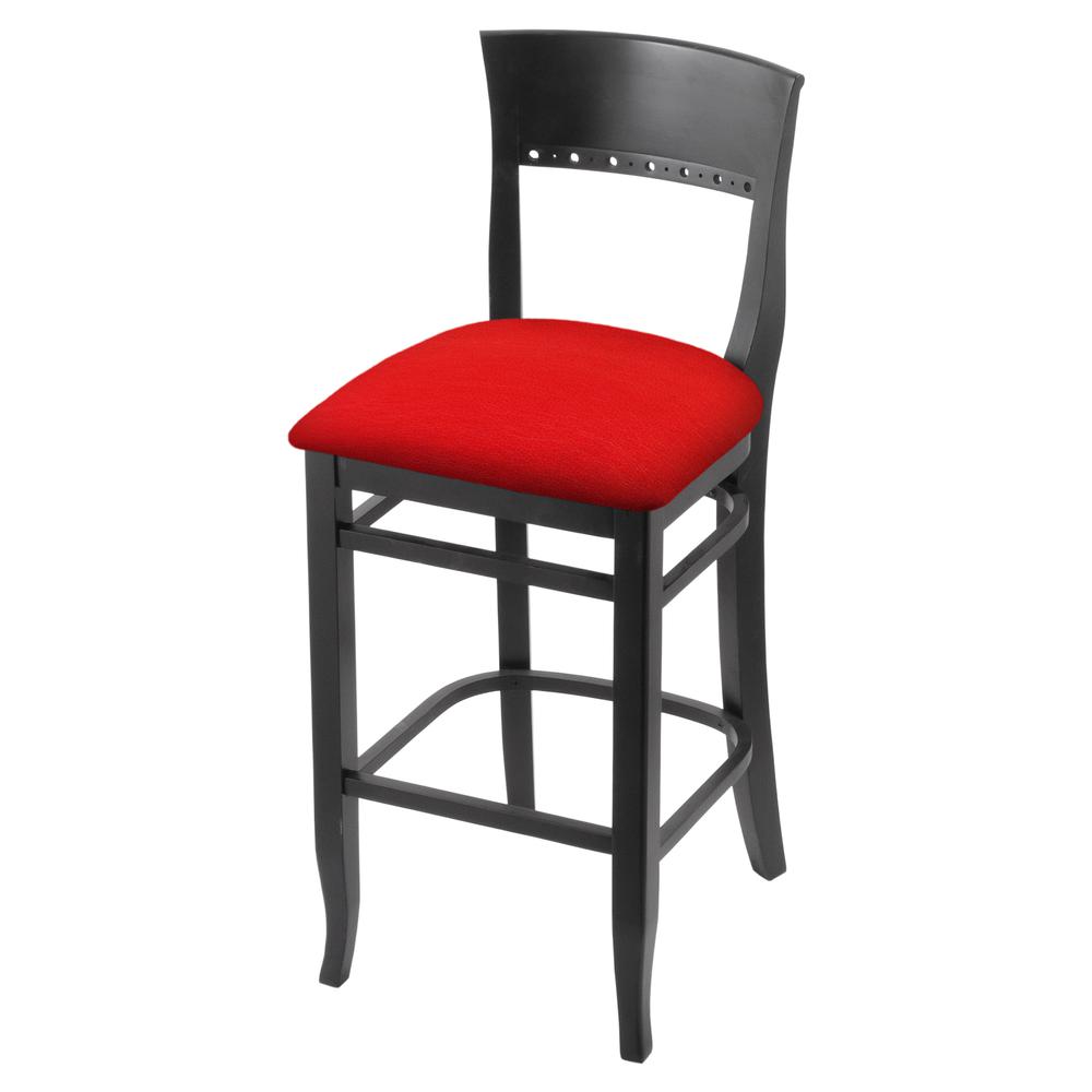 3160 30" Bar Stool with Black Finish and Canter Red Seat