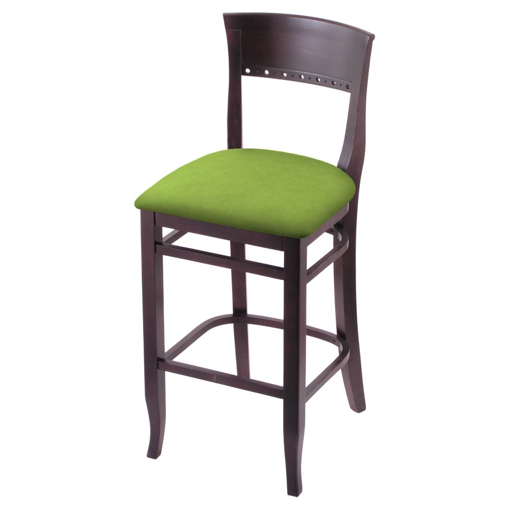3160 30" Bar Stool with Dark Cherry Finish and Canter Kiwi Green Seat