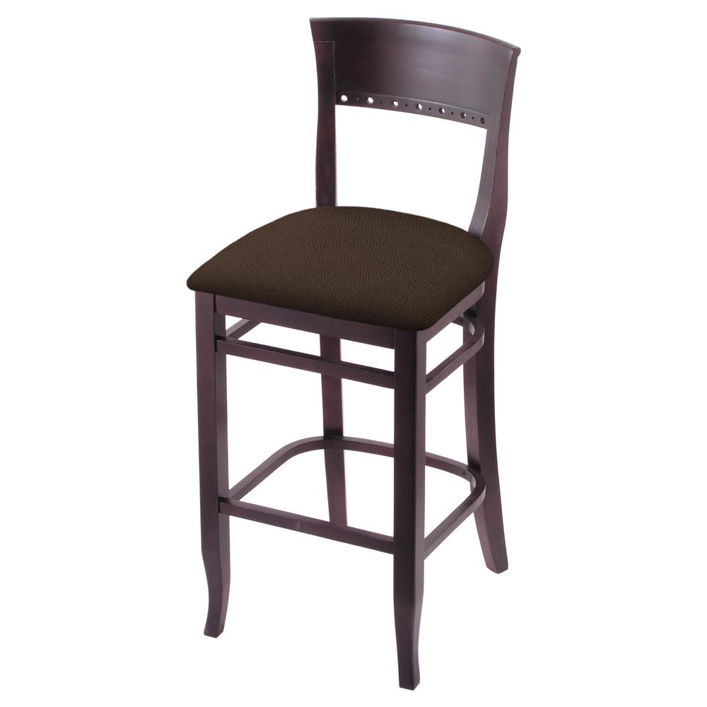 3160 30" Bar Stool with Dark Cherry Finish and Rein Coffee Seat