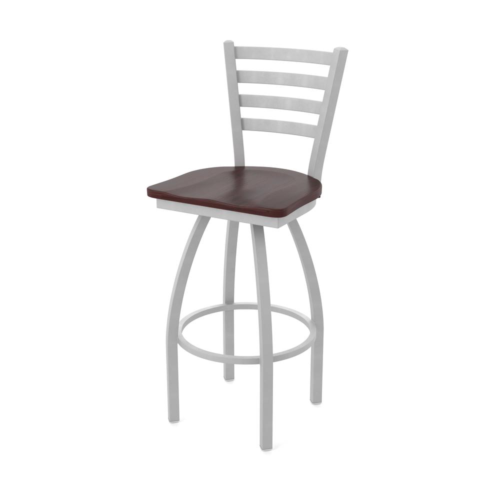 410 Jackie 36" Swivel Bar Stool with Anodized Nickel Finish and Dark Cherry Maple Seat