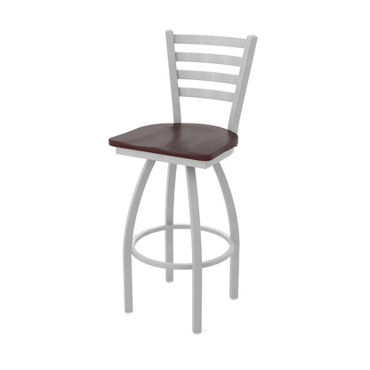 410 Jackie 36" Swivel Bar Stool with Anodized Nickel Finish and Dark Cherry Maple Seat