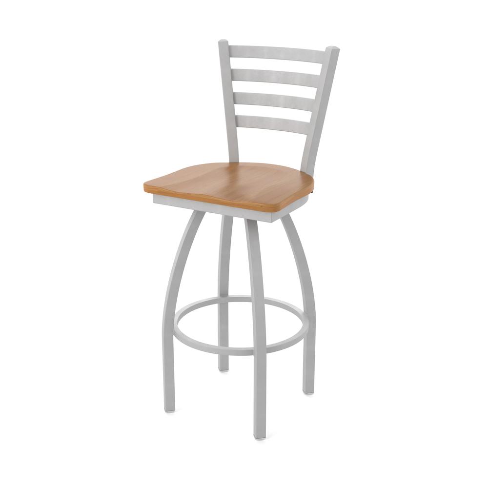 410 Jackie 36" Swivel Bar Stool with Anodized Nickel Finish and Medium Maple Seat
