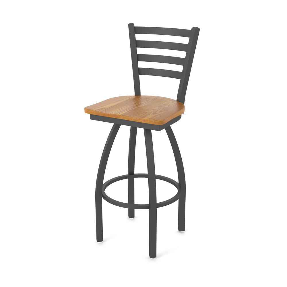 410 Jackie 36" Swivel Bar Stool with Pewter Finish and Medium Oak Seat