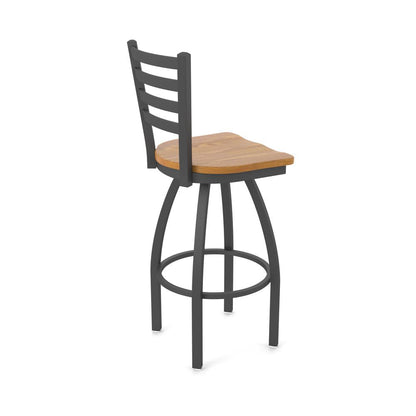 410 Jackie 36" Swivel Bar Stool with Pewter Finish and Medium Oak Seat