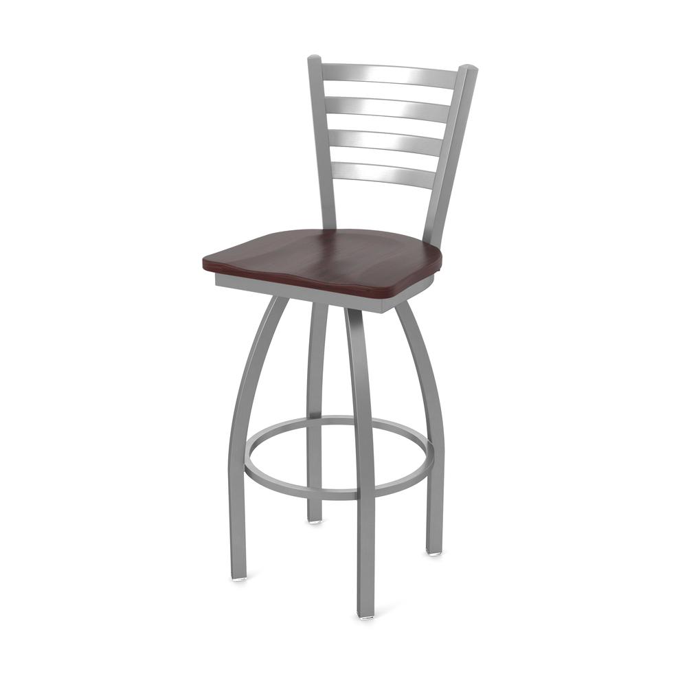 410 Jackie Stainless Steel 30" Swivel Bar Stool with Dark Cherry Maple Seat