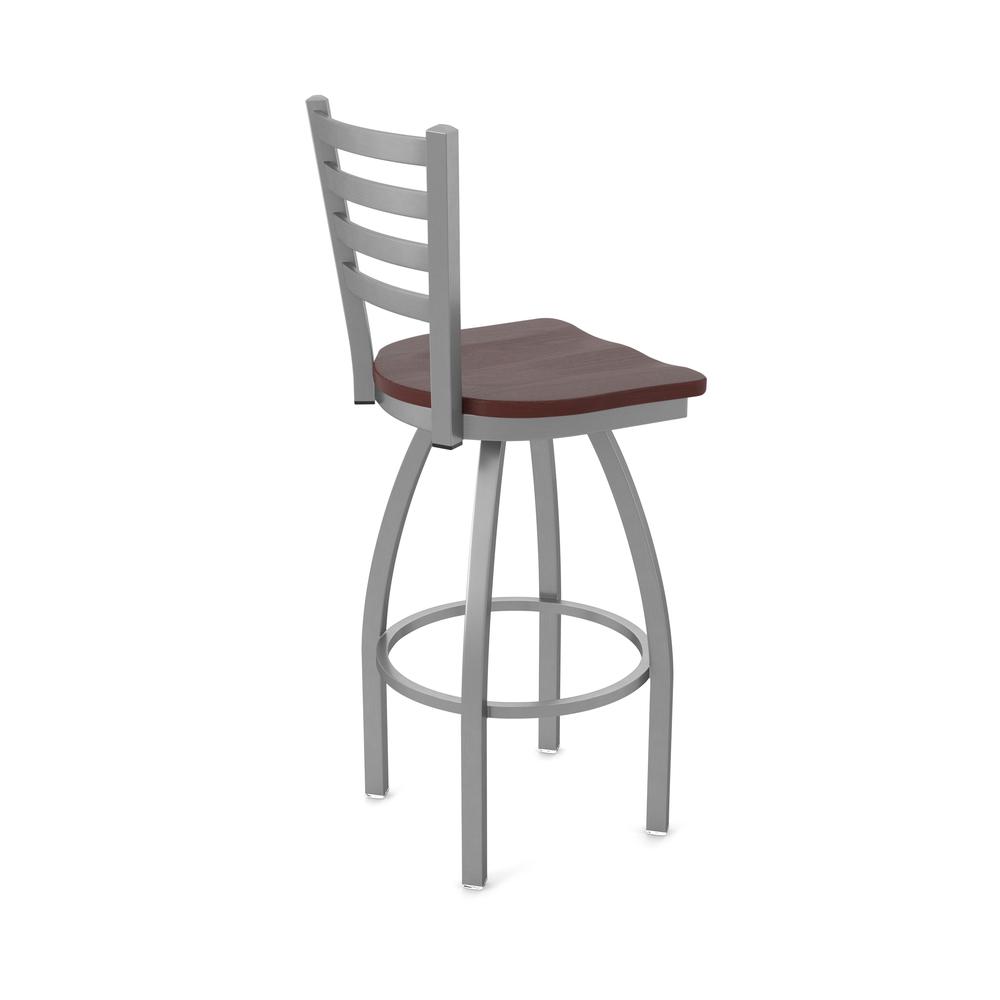 410 Jackie Stainless Steel 30" Swivel Bar Stool with Dark Cherry Oak Seat