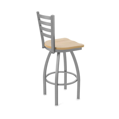 410 Jackie Stainless Steel 30" Swivel Bar Stool with Natural Maple Seat