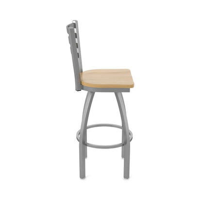 410 Jackie Stainless Steel 30" Swivel Bar Stool with Natural Maple Seat