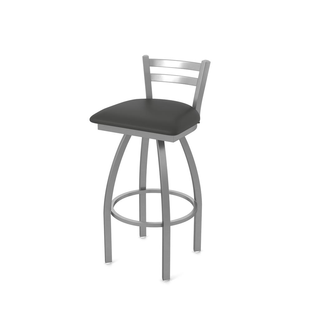 411 Jackie Low Back Stainless Steel 30" Swivel Bar Stool with Canter Iron Seat