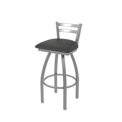 411 Jackie Low Back Stainless Steel 30" Swivel Bar Stool with Canter Iron Seat