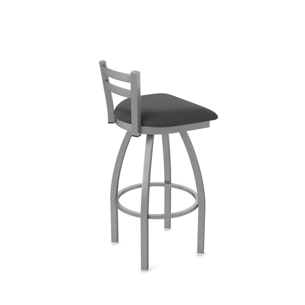 411 Jackie Low Back Stainless Steel 30" Swivel Bar Stool with Canter Iron Seat