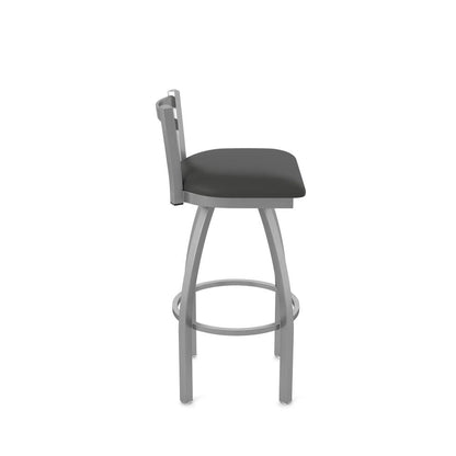 411 Jackie Low Back Stainless Steel 30" Swivel Bar Stool with Canter Iron Seat